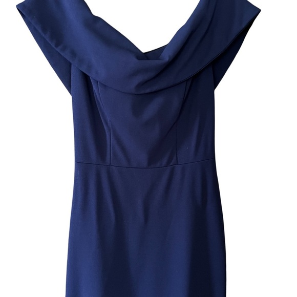 Betsy and Adam Navy/Royal Blue Off the Shoulder Gown size 4 - Picture 5 of 11